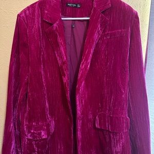Nasty Gal Fuchsia Velvet Blazer